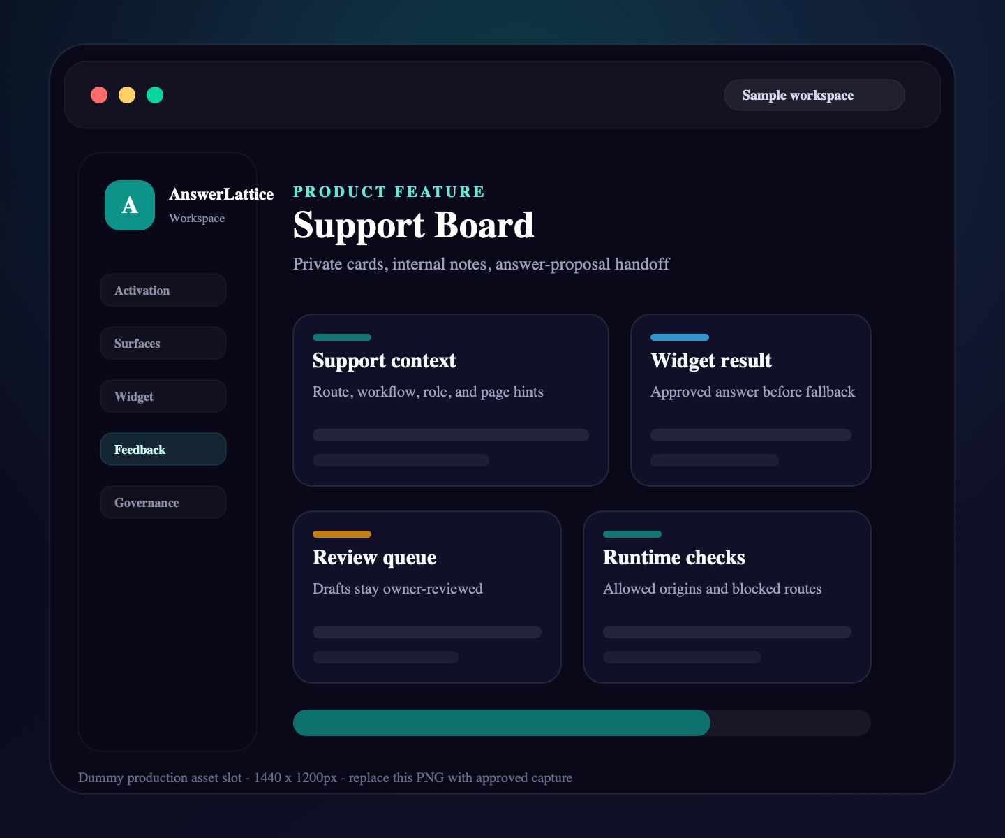 Sample AnswerLattice Support Board feature placeholder