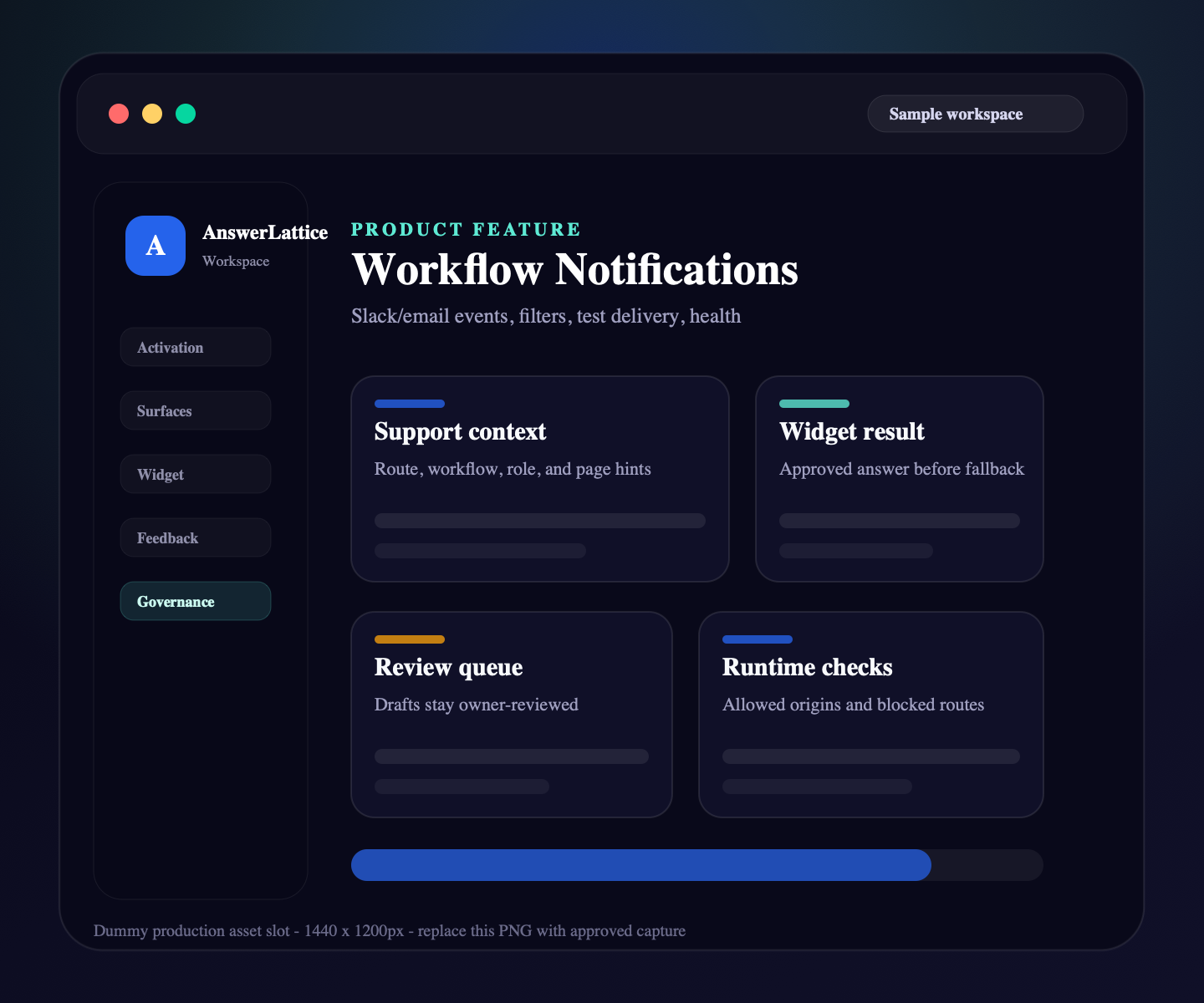 Sample AnswerLattice Workflow Notifications feature placeholder